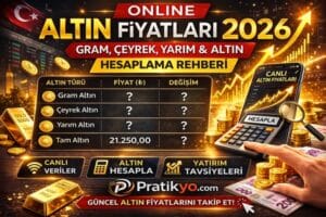 Online Altın Fiyatları 2026 – Gram, Çeyrek, Yarım & Altın Hesaplama Rehberi