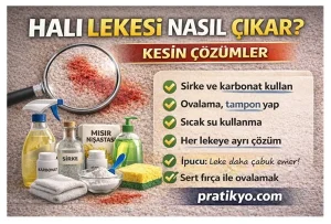 Halı Lekesi Nasıl Çıkar? (Kesin Çözümler + Evde Pratik Yöntemler 2026)