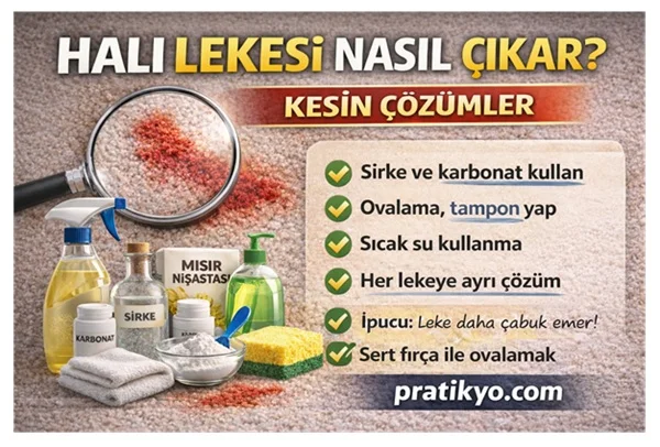 Halı Lekesi Nasıl Çıkar? (Kesin Çözümler + Evde Pratik Yöntemler 2026)