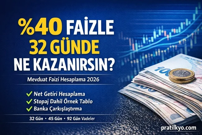 Mevduat Faizi Hesaplama 2026: Net Getiri + Banka Karşılaştırma Tablosu