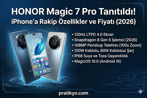 Honor Magic 7 Pro Tanıtıldı! iPhone’a Rakip Özellikler ve Fiyatı (2026)