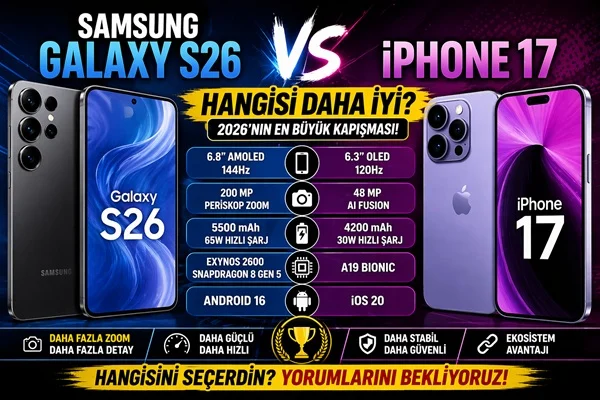 Samsung Galaxy S26 vs iPhone 17: Hangisi Daha İyi? (2026 Detaylı Karşılaştırma)