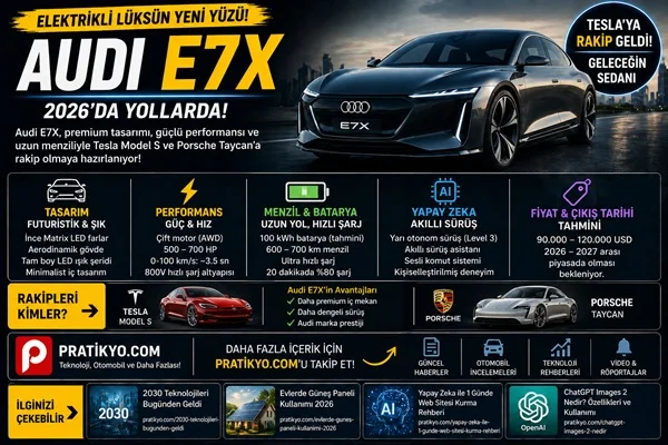 Audi E7X Özellikleri: Elektrikli Lüks Sedan Geliyor! (2026)