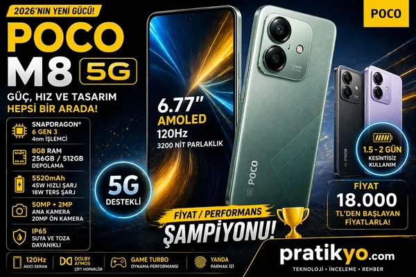 POCO M8 5G Özellikleri (2026) | Fiyat, Performans ve Detaylı İnceleme