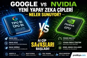 Google Nvidia’ya Rakip Oldu: Yeni Yapay Zeka Çipleri (TPU 8i & 8t) Neler Sunuyor?