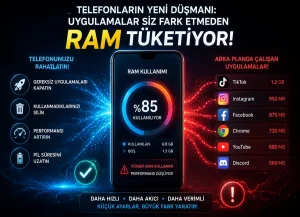 Telefonların Yeni Düşmanı: Uygulamalar Siz Fark Etmeden RAM Tüketiyor